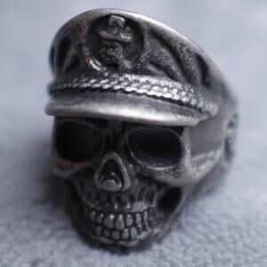 Stainless Steel Skull Sailor Ring Size 9 Gun Metal RSRN-653